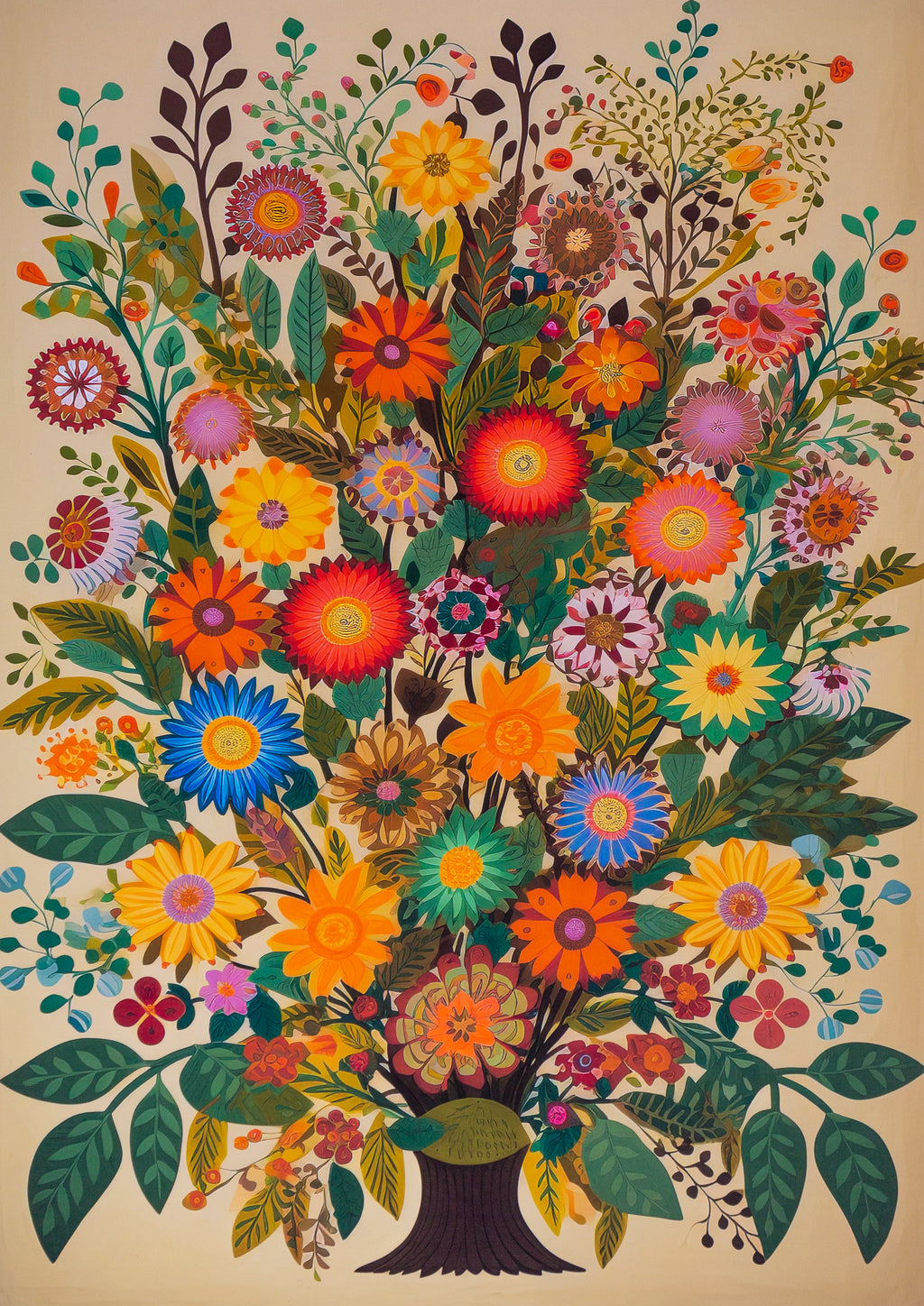 Folk Art Style Flowers Light