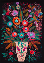 Folk Art Style Flowers Dark