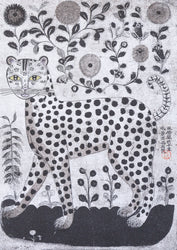Black and White Leopard Folk Art
