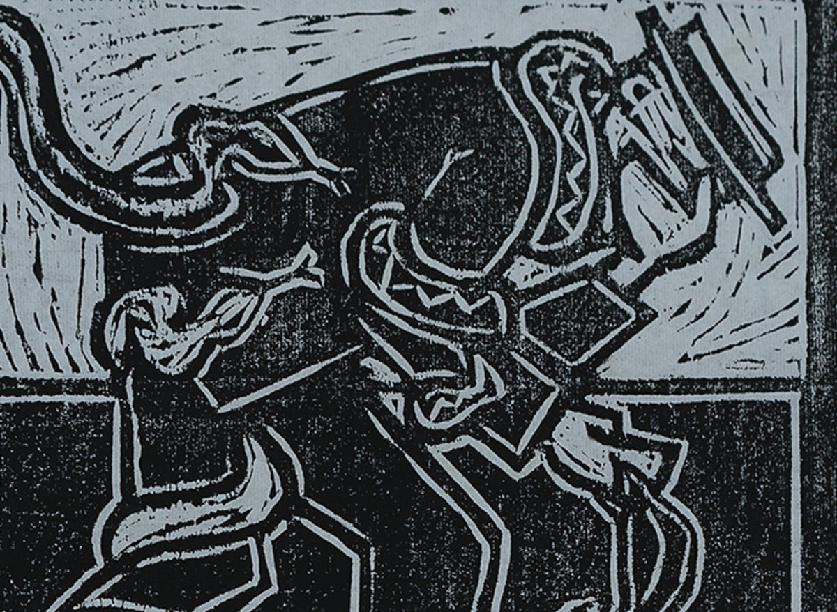 Man Wrestling With Snakes