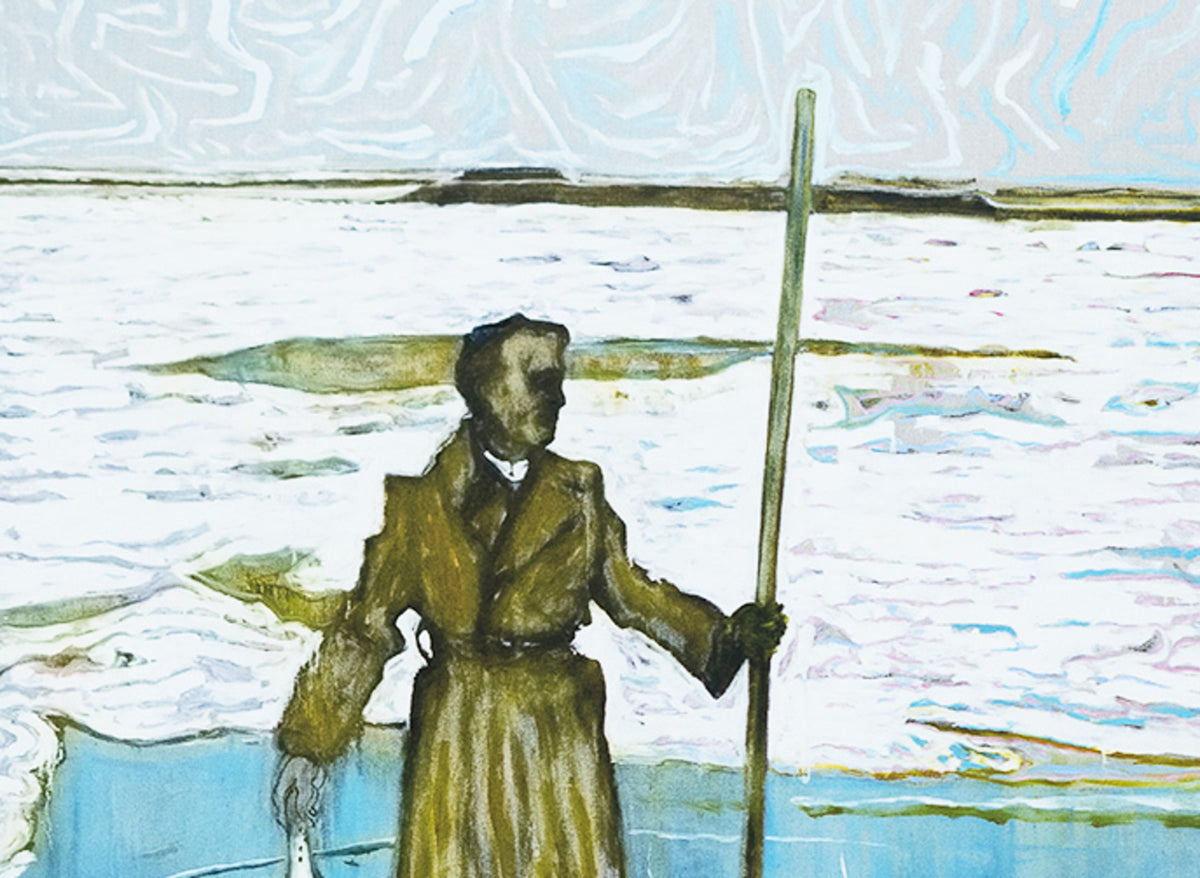 Man Stood On The Ice Holding A Dead Duck