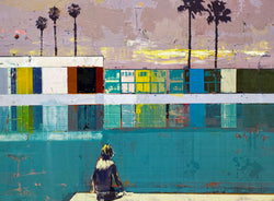 Swimmer with Cloudy Sky